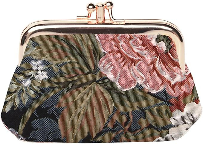 Signare Tapestry Double Pocket Change Pouch Kiss lock Coin Purse for Women | Amazon (US)
