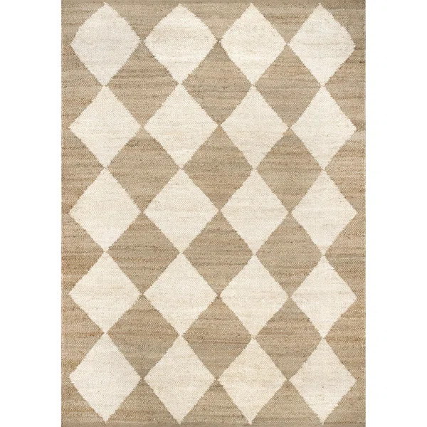 Arvin Olano x Rugs USA Louie Diamond Checkerboard Jute Natural Area Rug | Wayfair North America