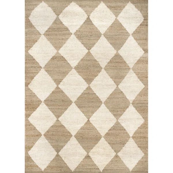 Arvin Olano x Rugs USA Louie Diamond Checkerboard Jute Natural Area Rug | Wayfair North America