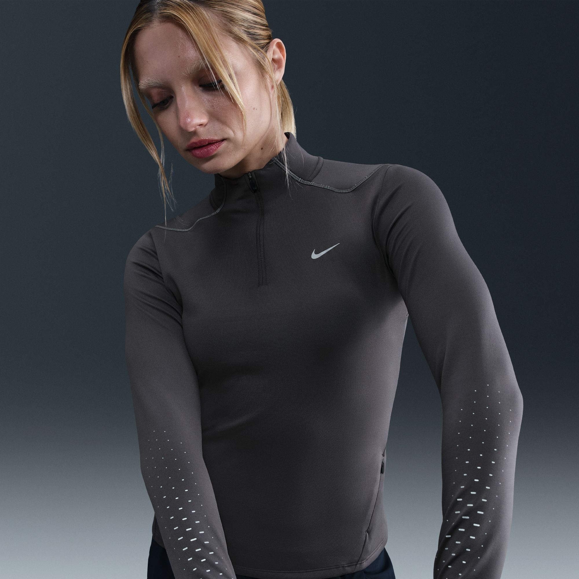 Nike Women's Swift Therma-FIT ADV 1/4-Zip Running Top, Large, Thunder Grey | DICK'S Sporting Goods