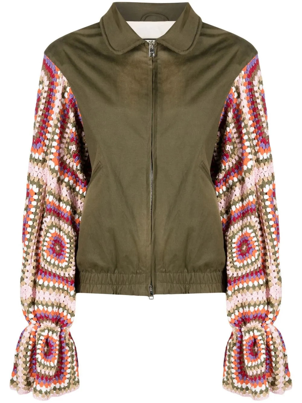 TU LIZE' Crochet Sleeve Bomber Jacket - Farfetch | Farfetch Global