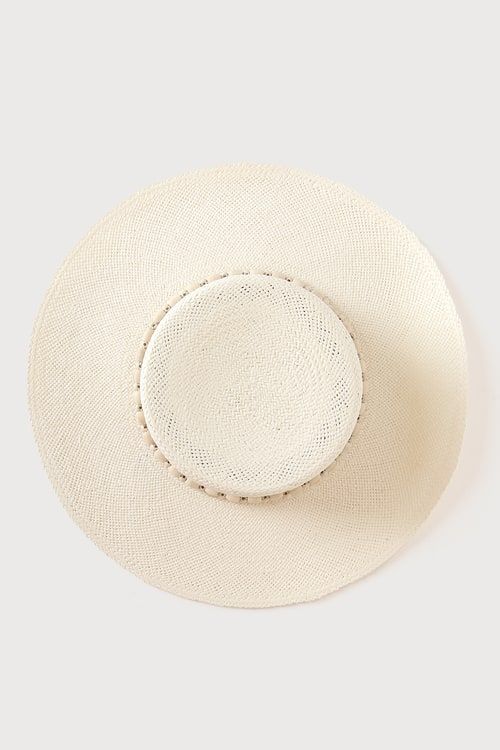 Beach Daze Cream Beaded Boater Hat | Lulus (US)