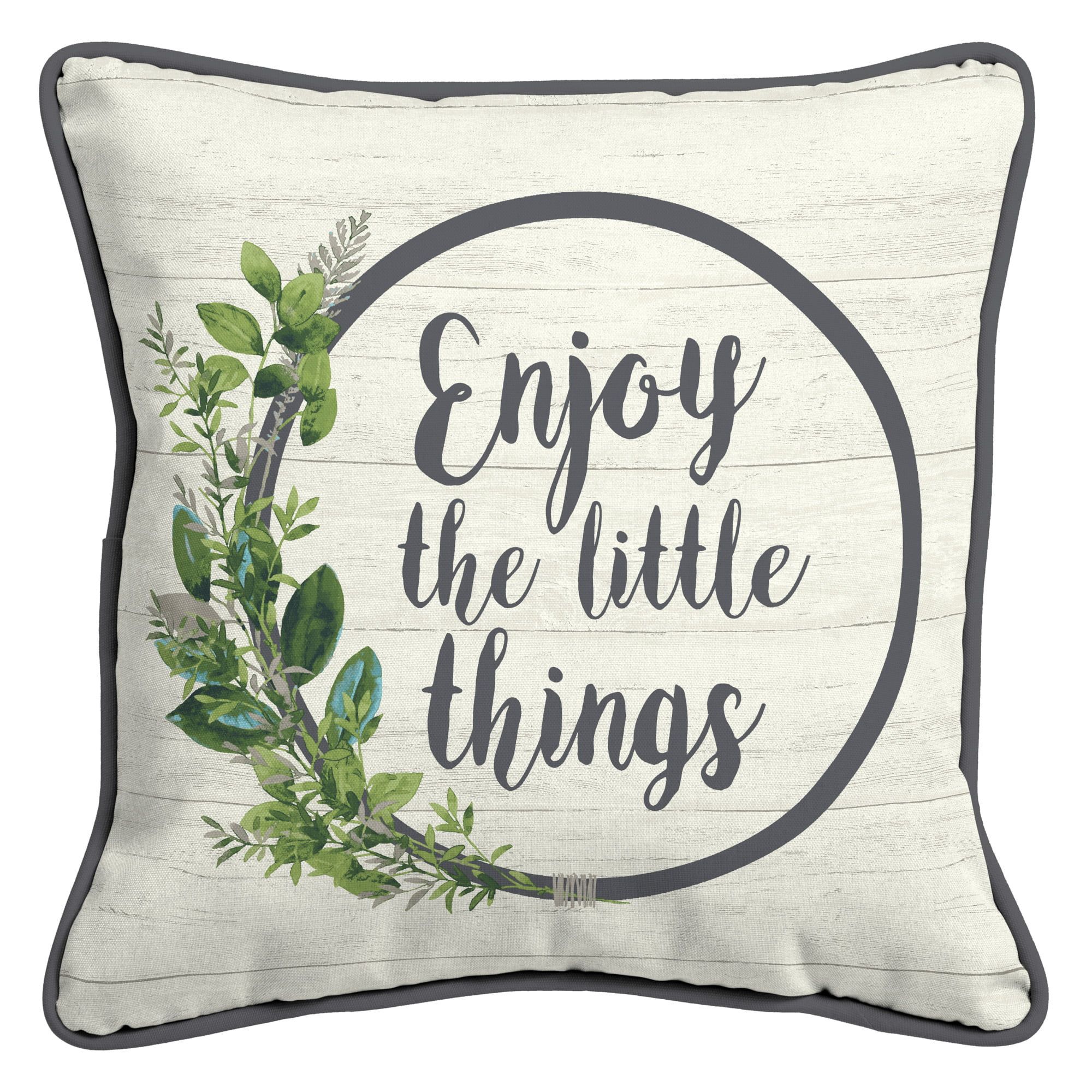 Mainstays Enjoy the Little Things 16 In. Square Outdoor Pillow | Walmart (US)