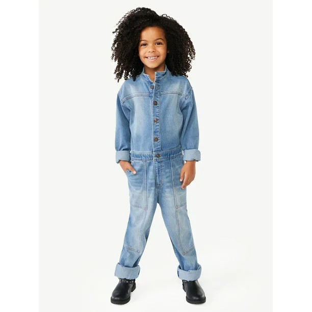 Scoop Girl's Denim Utility Jumpsuit, Sizes 4-12 - Walmart.com | Walmart (US)