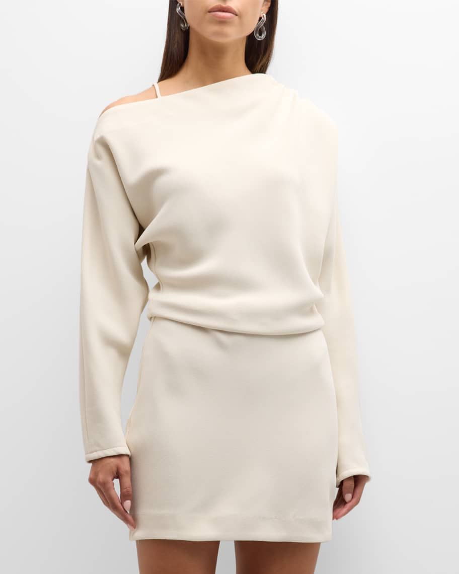 Wynn Hamlyn Holly Crepe Long-Sleeve Mini Dress | Neiman Marcus