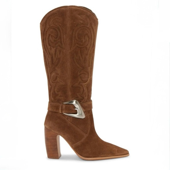 Vince Camuto Biancaa Cowboy Heeled Tall Boots in Tan Suede | Poshmark