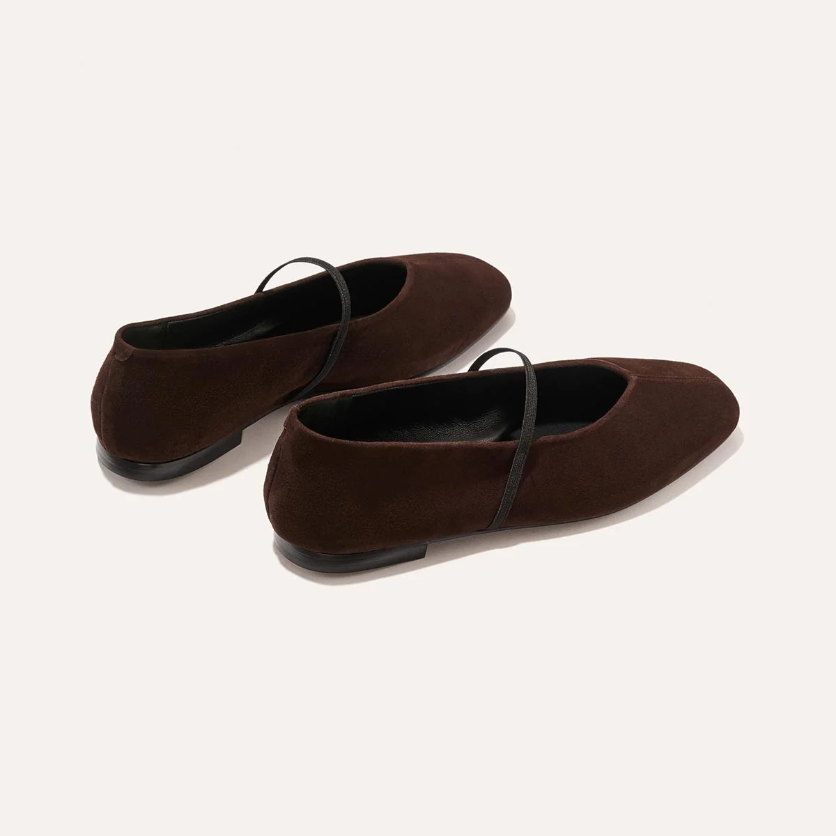 Suede Mary Jane Flats in Espresso Squared Toe Shoes | Margaux