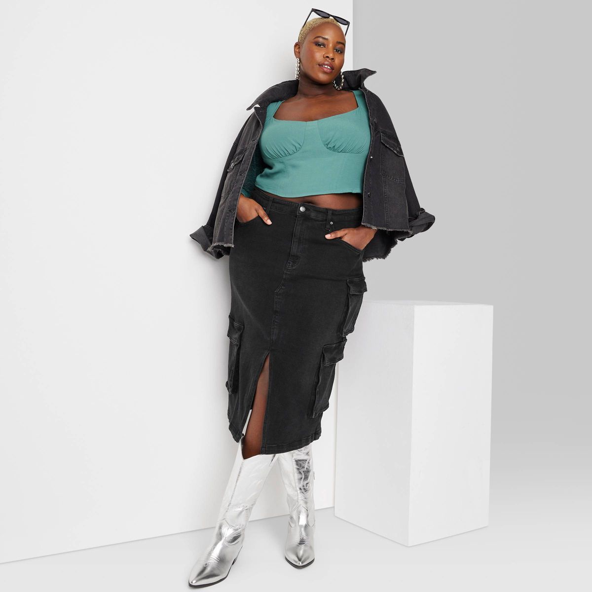 Women's Denim Cargo Midi Skirt - Wild Fable™ | Target