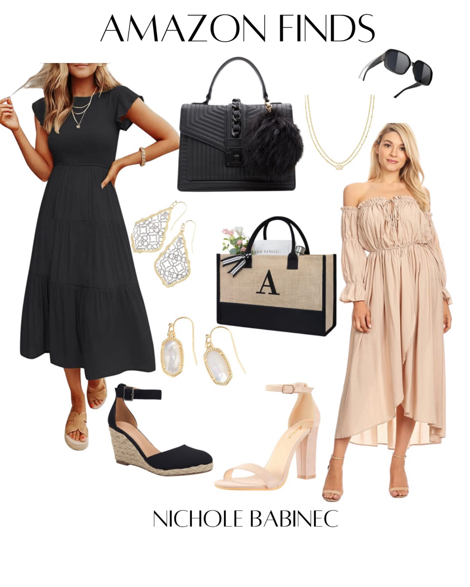 Black and Tan classic style. Black dress, nude dress, monogram tote bag, Aldo bag. Kendra Scott jewelry 

#LTKSeasonal #LTKFind #LTKGiftGuide