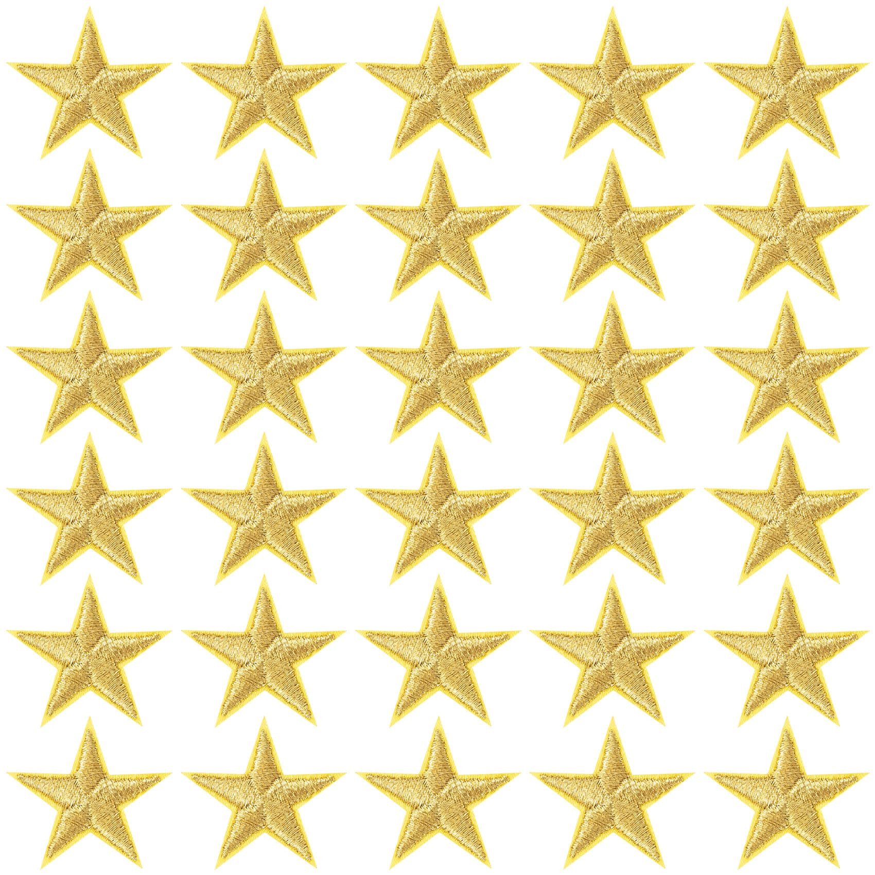 PAGOW 30 Pcs Gold Star Iron on Patch, 1 Inch Sew on Star Embroidered Patches, Iron on Patches Emb... | Amazon (US)