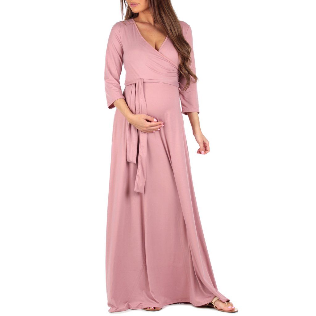 Faux Wrap Maternity Dress with Adjustable Belt | Walmart (US)