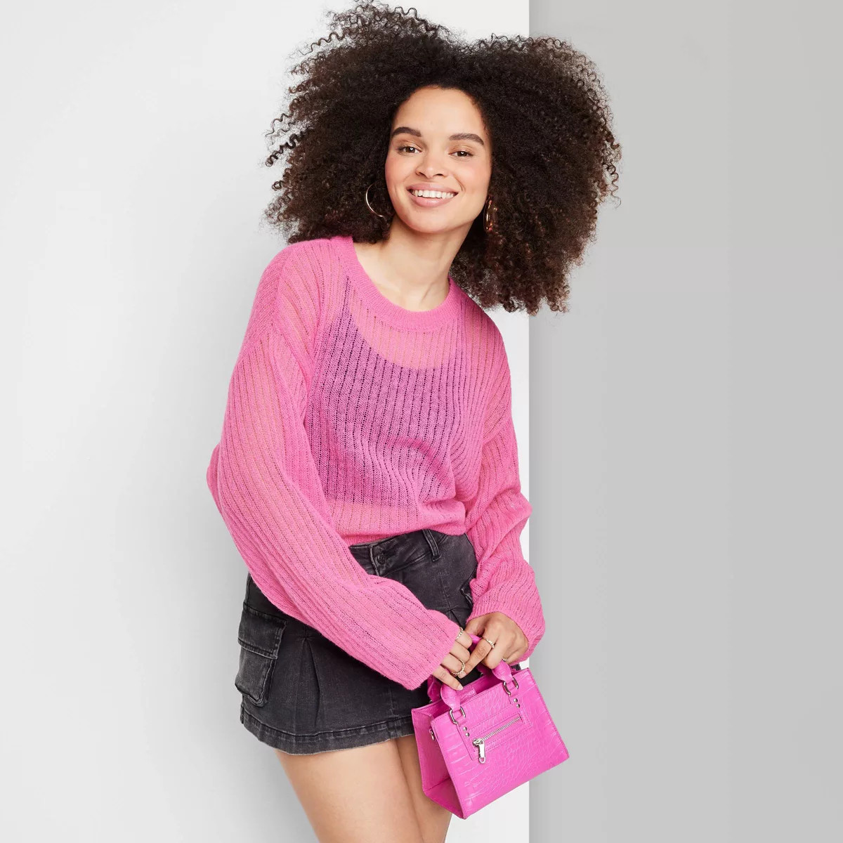 Women's Crewneck Open Knit Cropped Pullover - Wild Fable™ | Target
