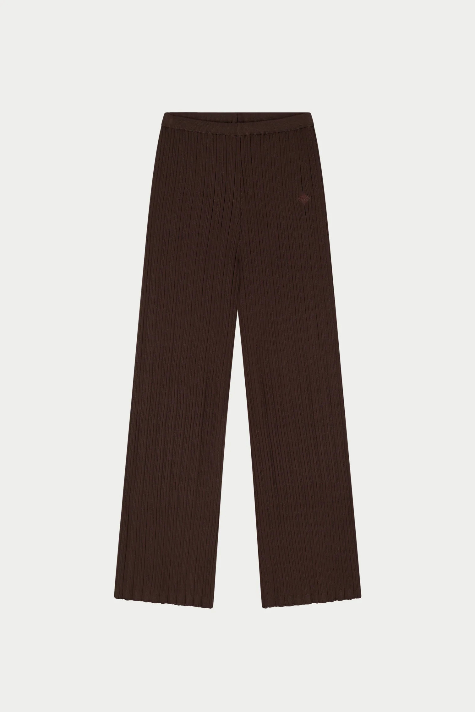 RIBBED KNITTED TROUSERS - CHOCOLATE | The Couture Club