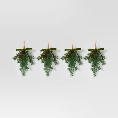 4ct Christmas Mini Swag Pinecones and Green Bow - Wondershop™ | Target