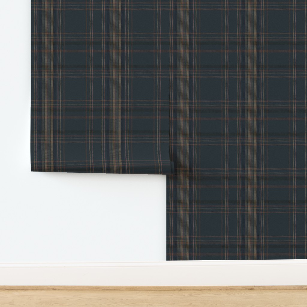 Wallpaper in Midnight Dark Blue Tartan Plaid Highlander | Spoonflower