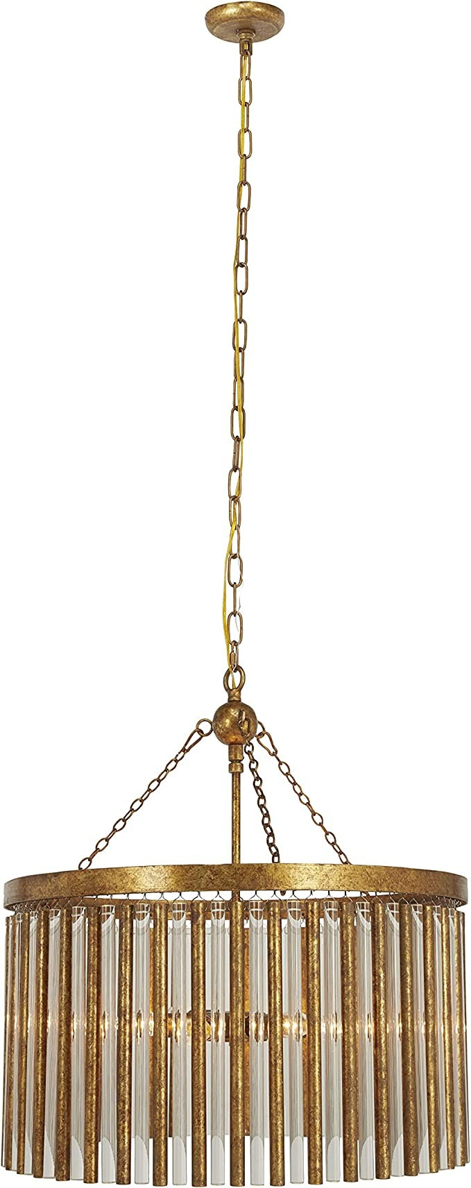 Deco 79 Glam Metal Cylinder Chandelier, 22" x 22" x 25", Gold | Amazon (US)