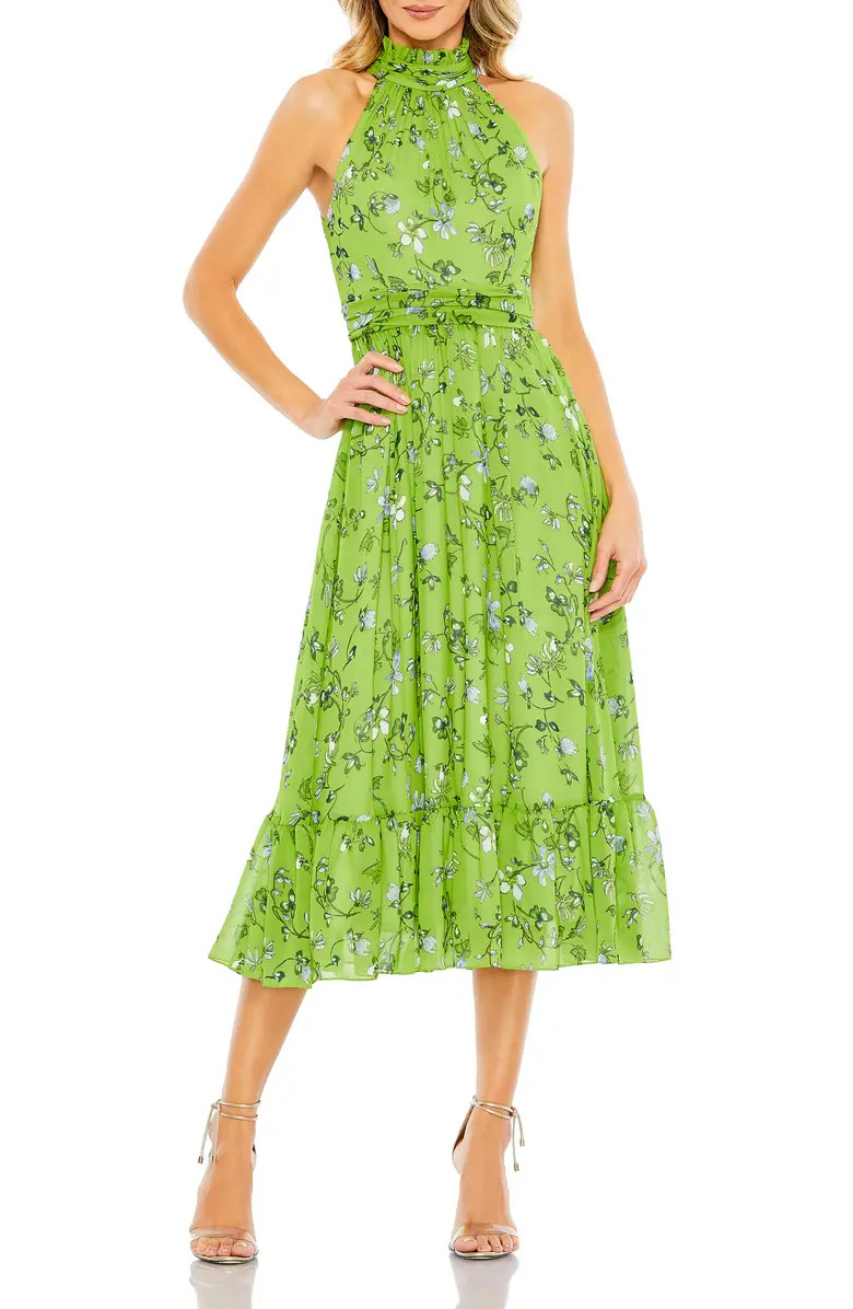 Mac Duggal Floral Print Halter Neck A Line Dress | Nordstrom | Nordstrom