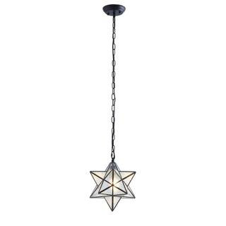 aiwen 12 in. Modern Black 1-Light Geometric Moravian Star Pendant Light Creative Design Hanging L... | The Home Depot