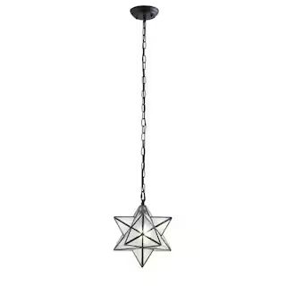 aiwen 12 in. Modern Black 1-Light Geometric Moravian Star Pendant Light Creative Design Hanging L... | The Home Depot