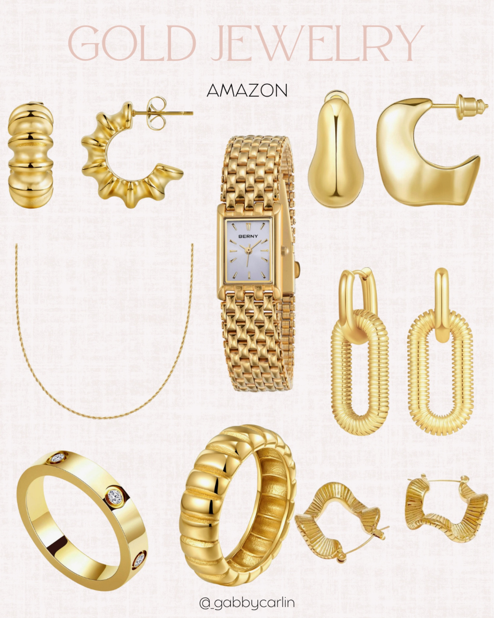 Gold jewelry, accessories, affordable accessories, Amazon style, Amazon fashion, watch, earrings, hoops, necklaces, rings 

#LTKstyletip #LTKfindsunder100 #LTKSeasonal