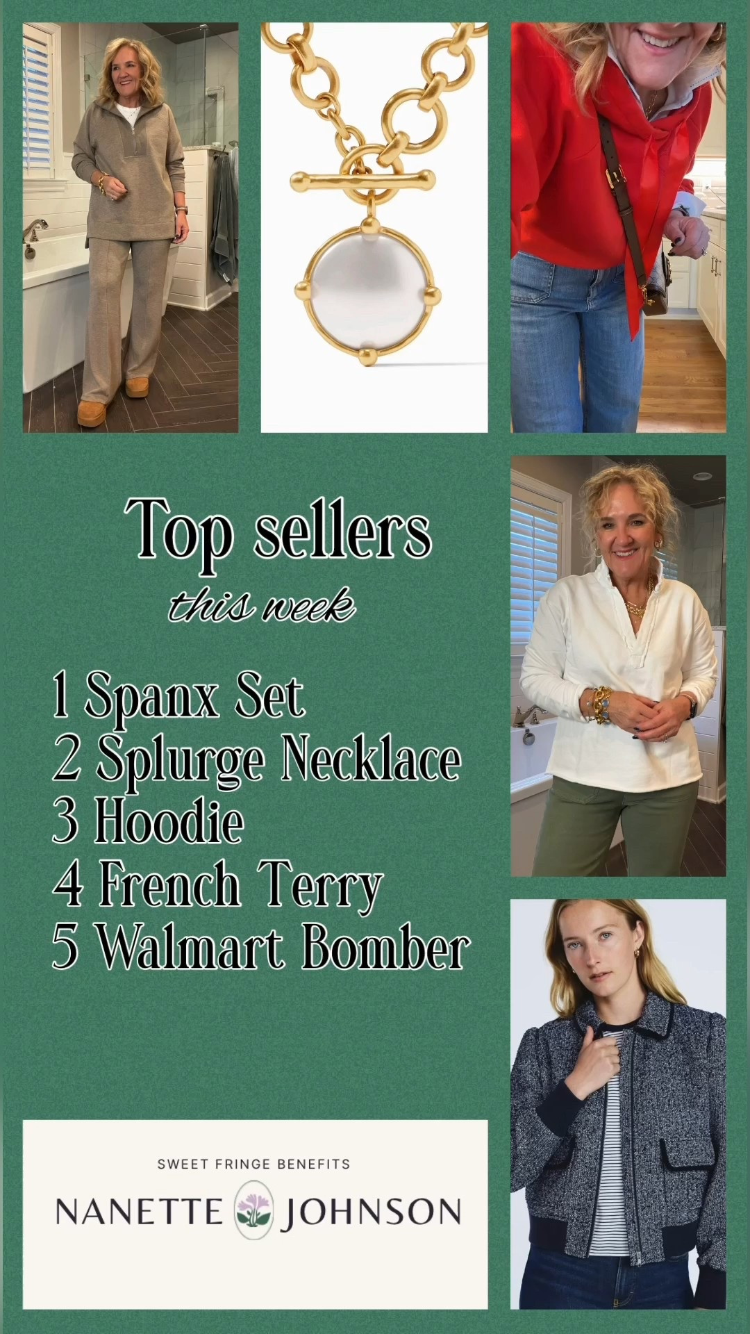 Spanx tunic size medium 
Spanx flares size med petite also Cole in a slim straight 
Hoodie size medium 
Anthropologie Colette jeans size 29 reg 
French terry top size medium black still available 
Walmart bomber! 

#LTKOver40 #LTKPetite #LTKSaleAlert