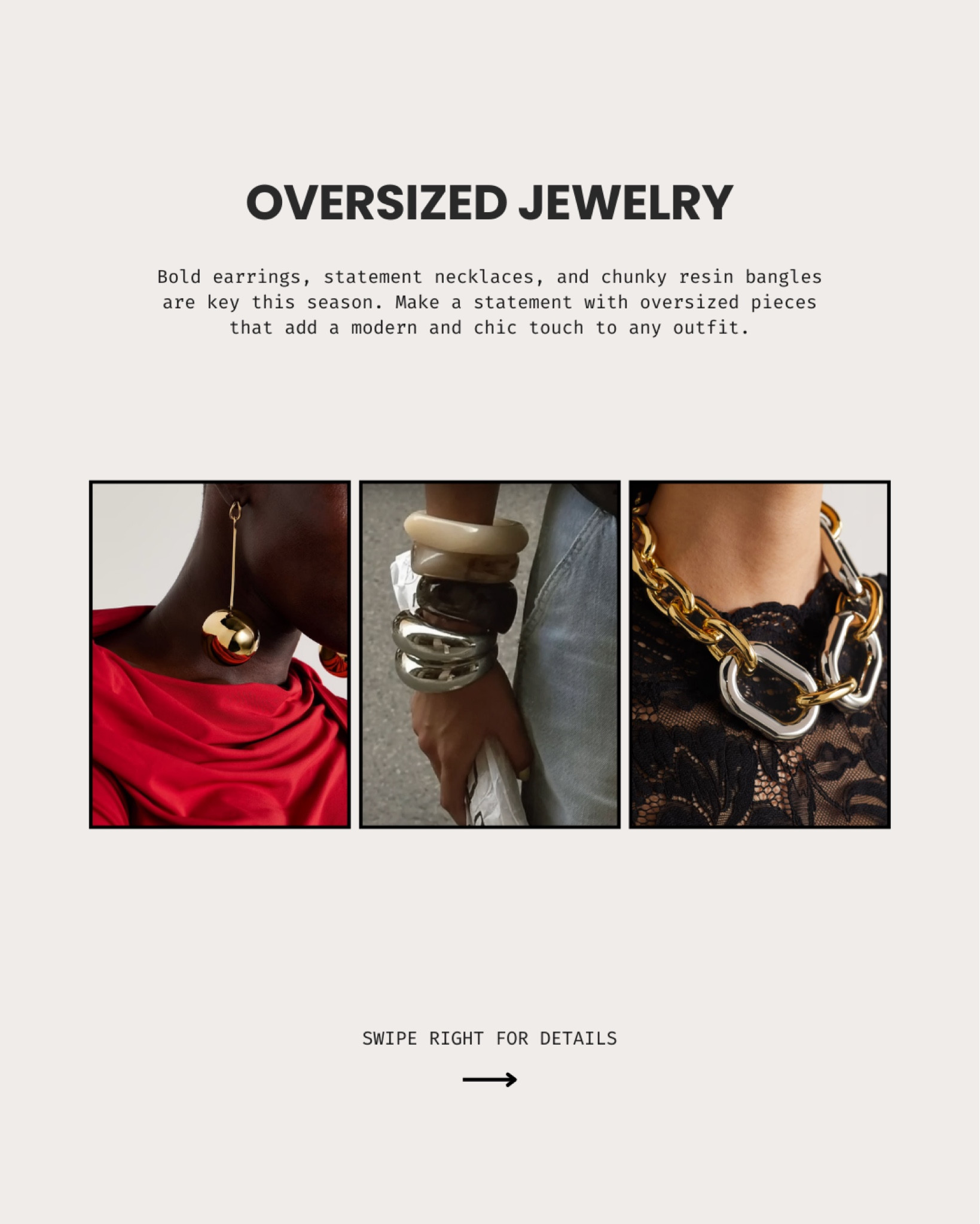 Switch it up this season with oversized jewelry in mixed metals. 

#oversizedjewelry #chunkyjewelry #mixedmetals #resinbangles 

#LTKStyleTip #LTKSeasonal #LTKFindsUnder50