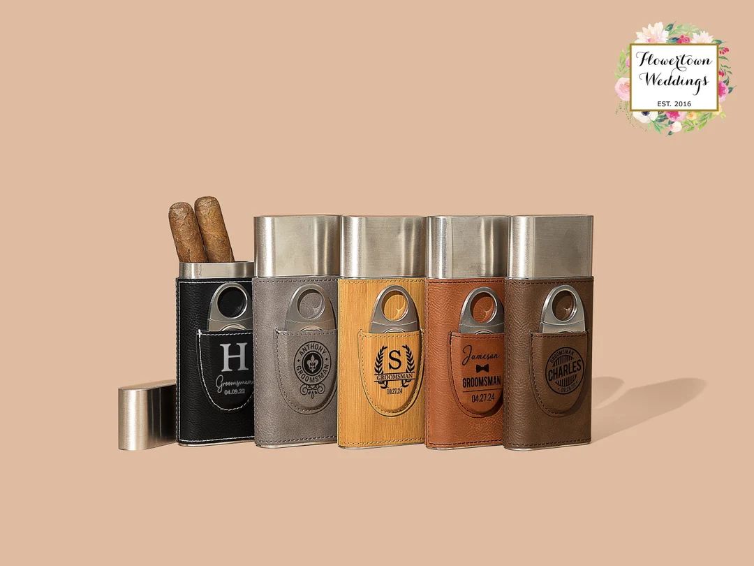 Personalized Cigar Case Cigar Holder With Cutter Groomsmen - Etsy | Etsy (US)