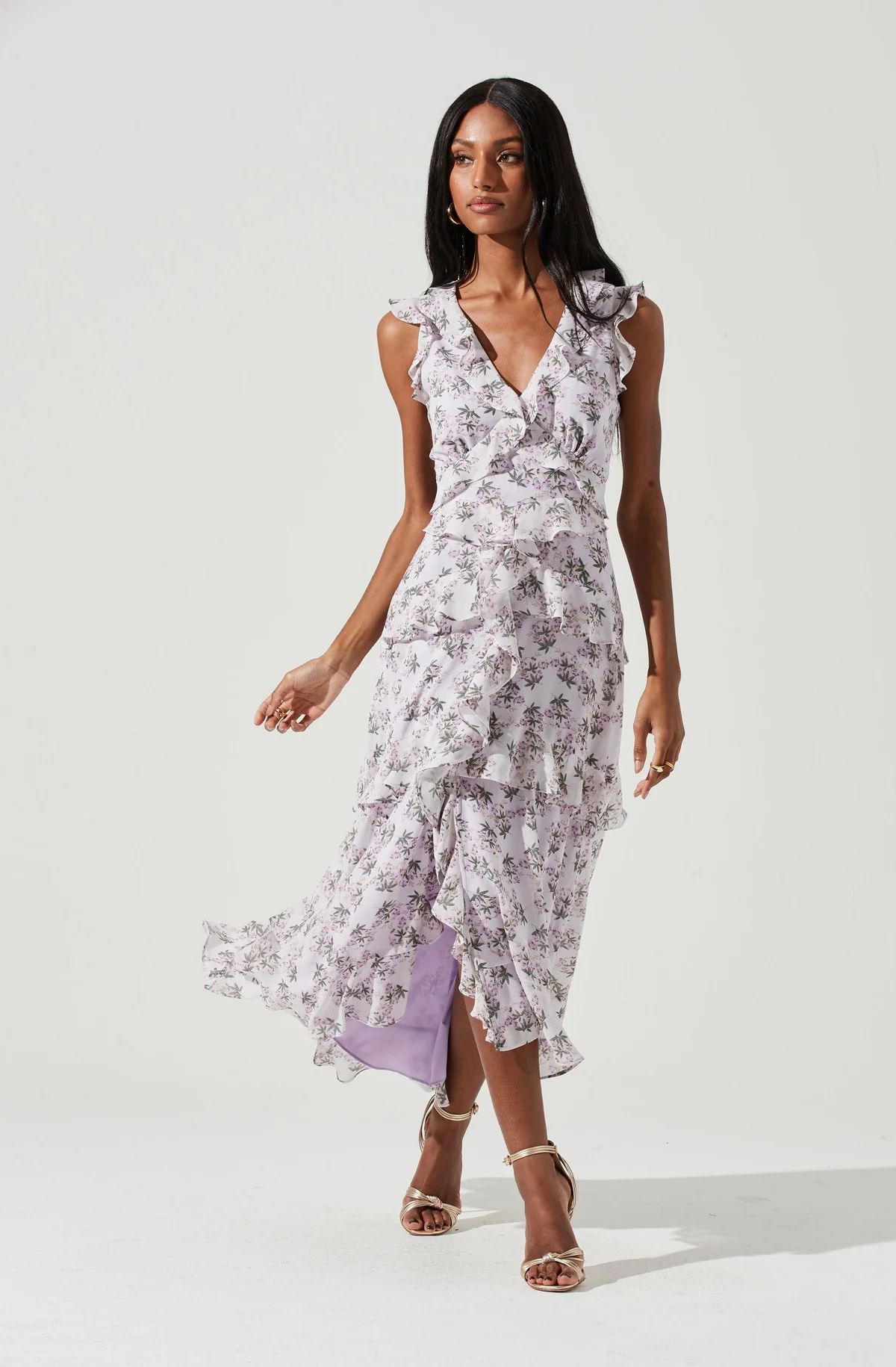 Allie Floral Ruffle Maxi Dress | ASTR The Label (US)