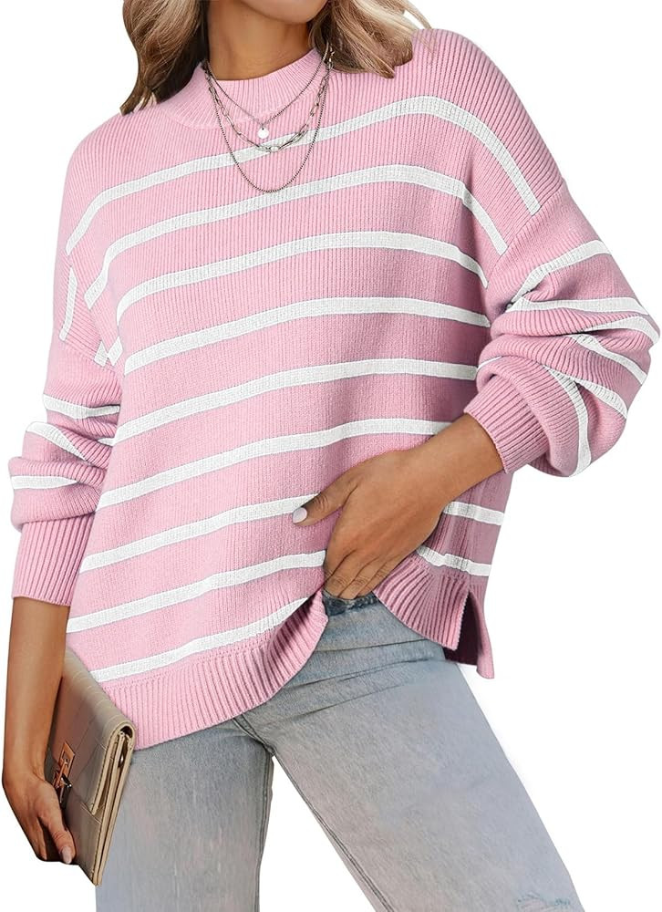Dokotoo Womens Sweater 2024 Fall Winter Striped Sweaters Casual Trendy Sweater | Amazon (US)