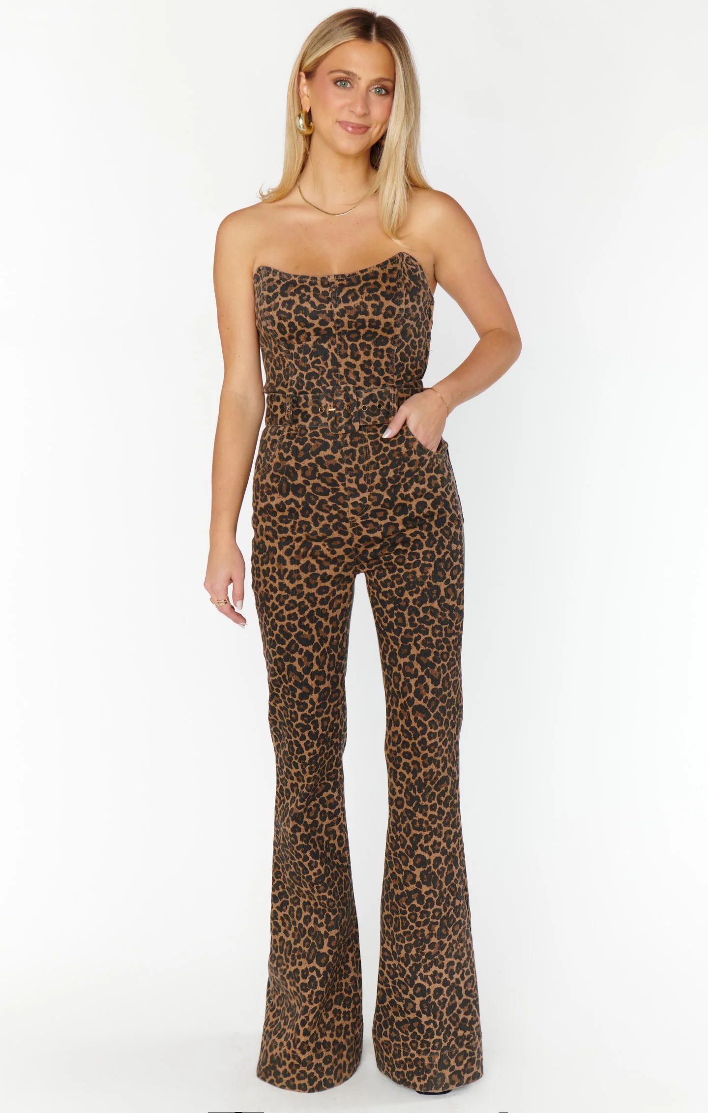 Santa Fe Jumpsuit ~ Leopard Latte Denim | Show Me Your Mumu