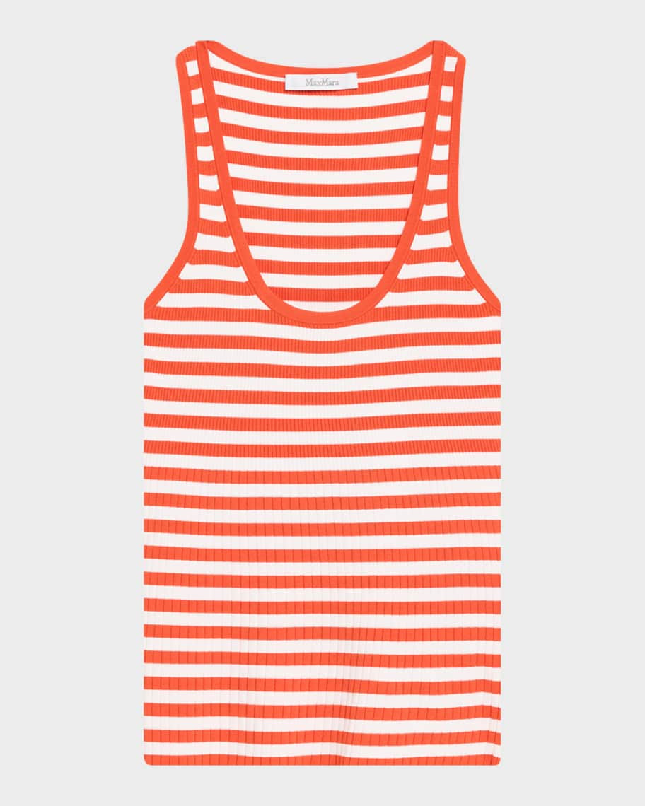 Max Mara Coral Striped Rib Tank Top | Neiman Marcus