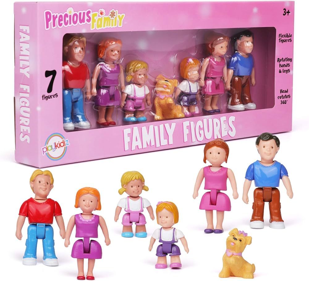 Playkidz Family Figures - Set of 7 Small Toy People for Dollhouse Play, Includes Parents, Sibling... | Amazon (US)