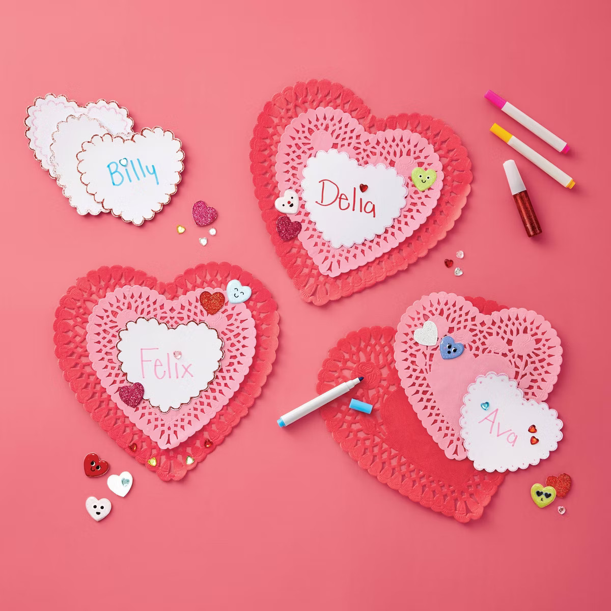 Valentine's Craft Supplies Kit Stickers Doilies and Markers - Mondo Llama™ | Target