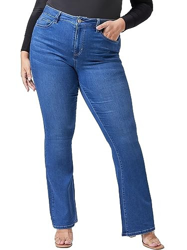 Women's Plus Size HyperDenim Super Stretchy Flare Jeans, N02, 3X | Amazon (US)