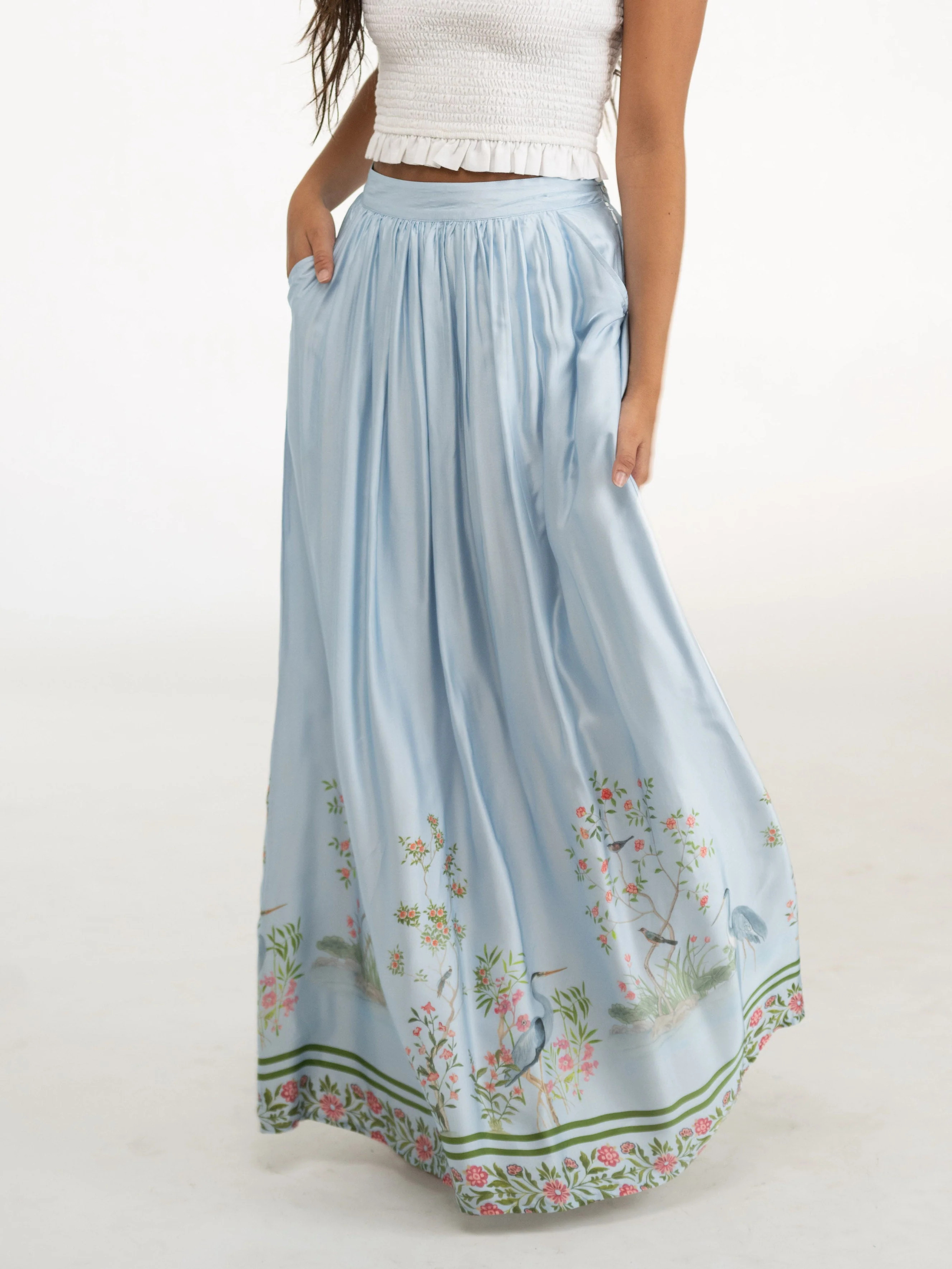 The Avery Skirt | Light Blue Mural | Beau & Ro