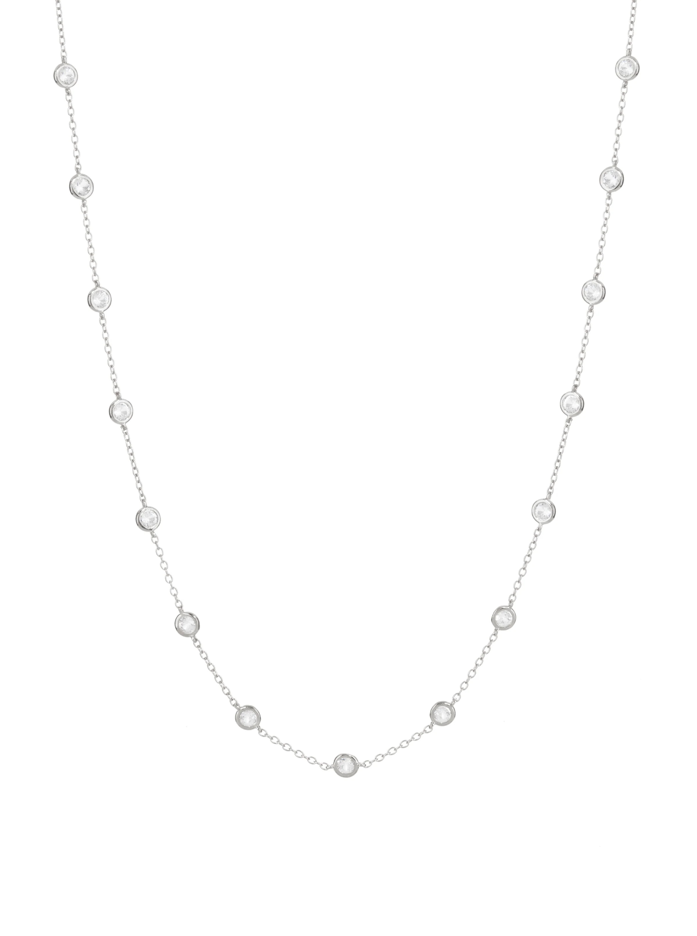 CLEMENCE, LAB WHITE SAPPHIRE 1.50 CARAT 15 STONE STRAND NECKLACE, SILVER | Dorsey