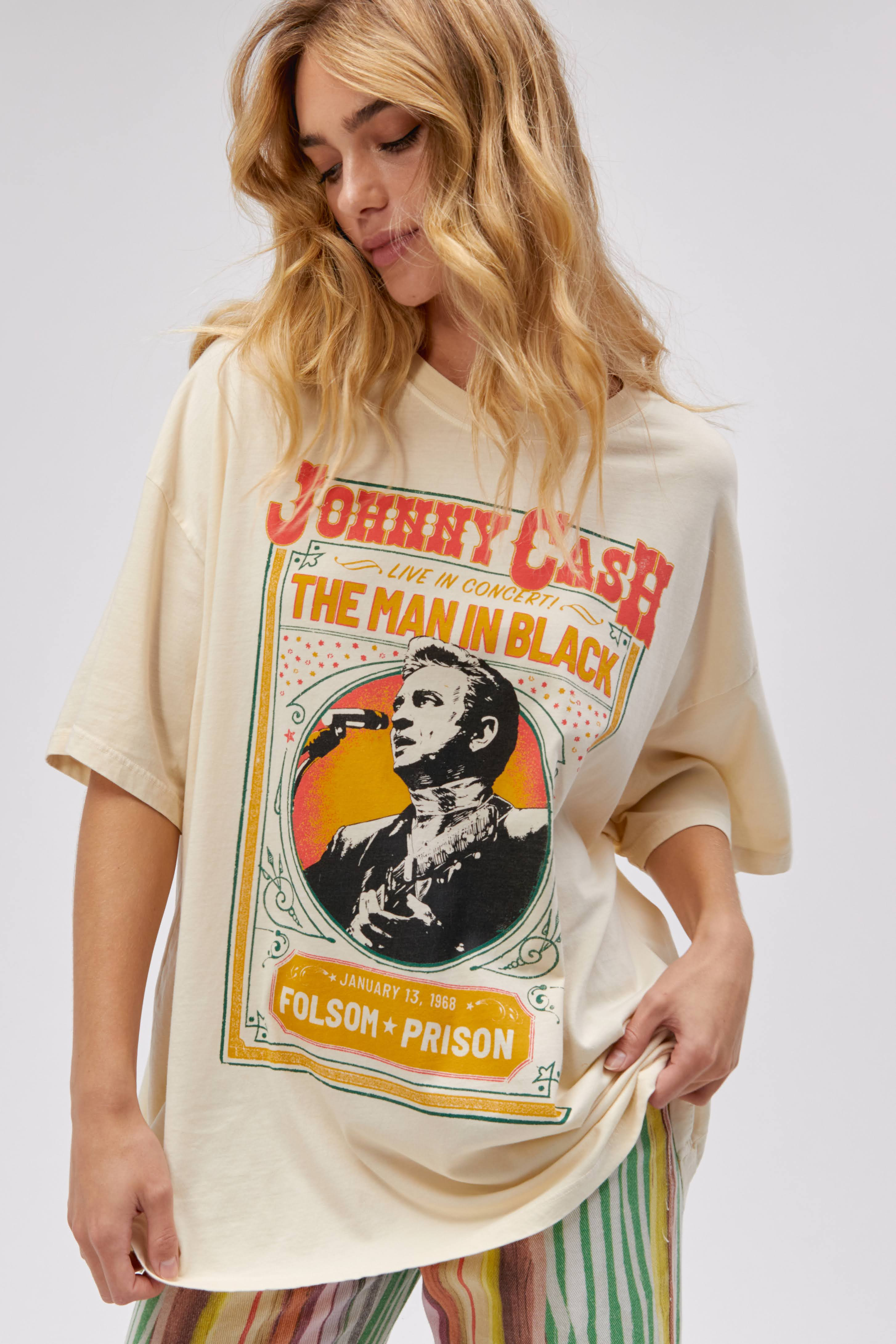 Johnny Cash Live In Concert OS Tee in Stone Vintage | Daydreamer