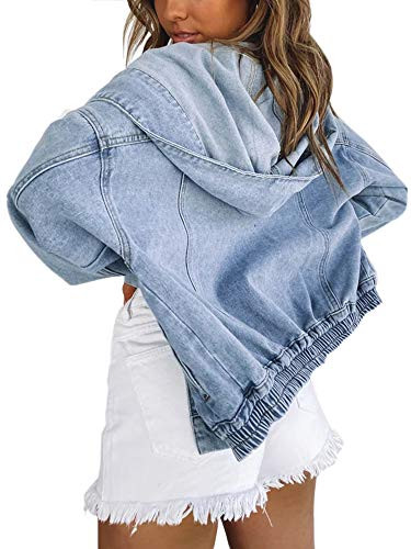 Deslimale Jean Jacket Women Hooded Denim Bomber Jacket (US 8-10) at Amazon Women's Coats Shop | Amazon (US)