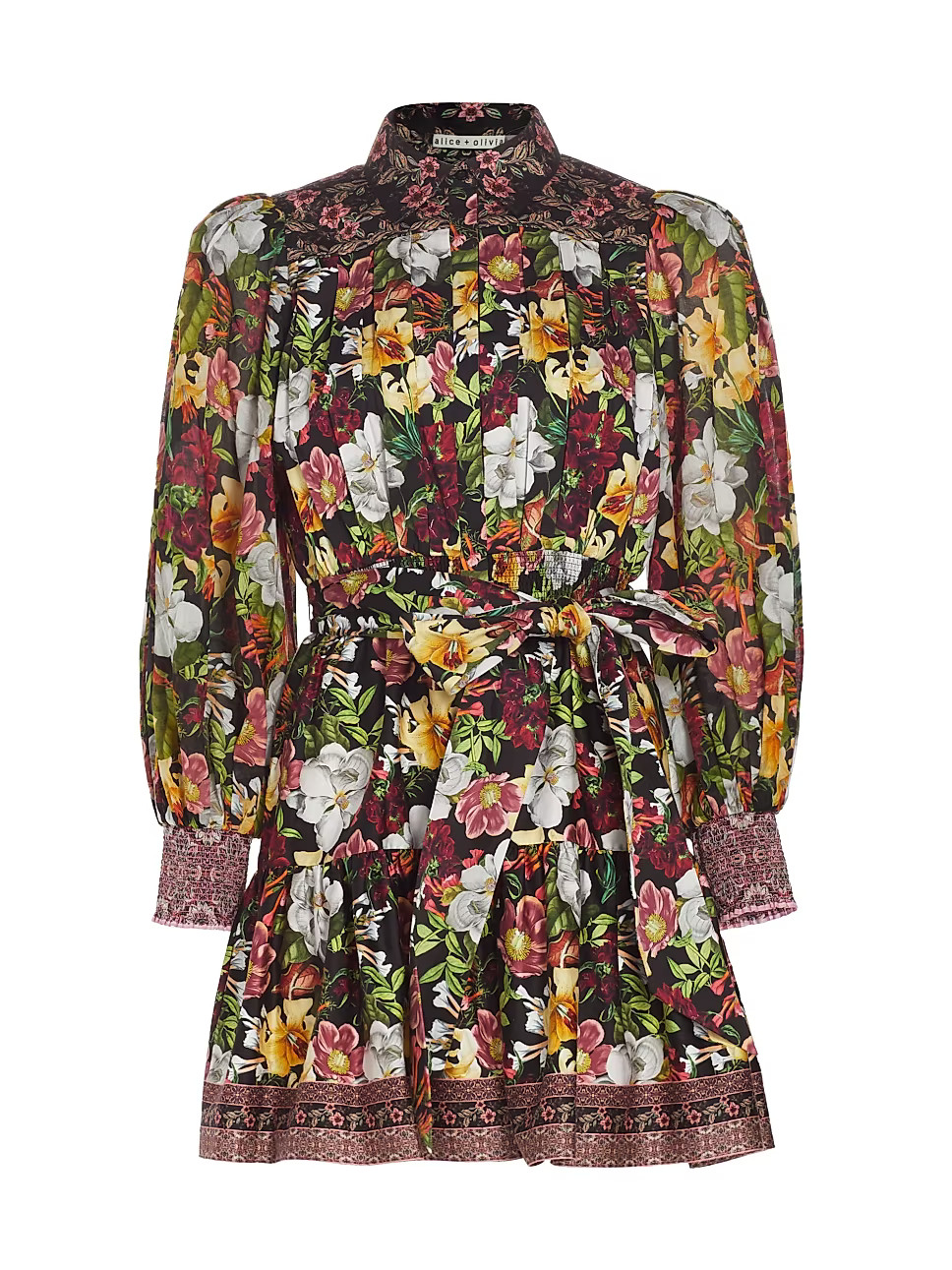 Alice + Olivia Tiffie Floral Pintuck Minidress | Saks Fifth Avenue