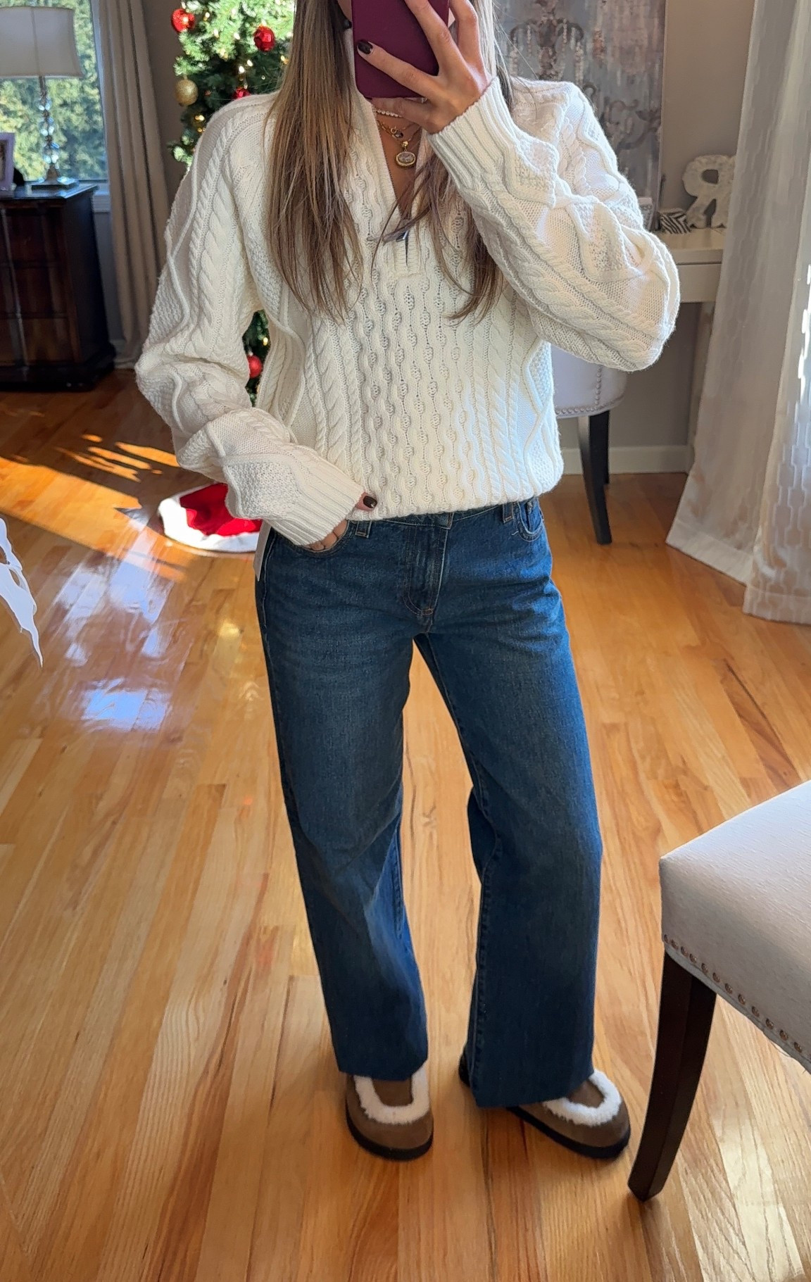 wearing a xs in the sweater and 23 in the jeans 

#LTKootd #LTKU #LTKHoliday