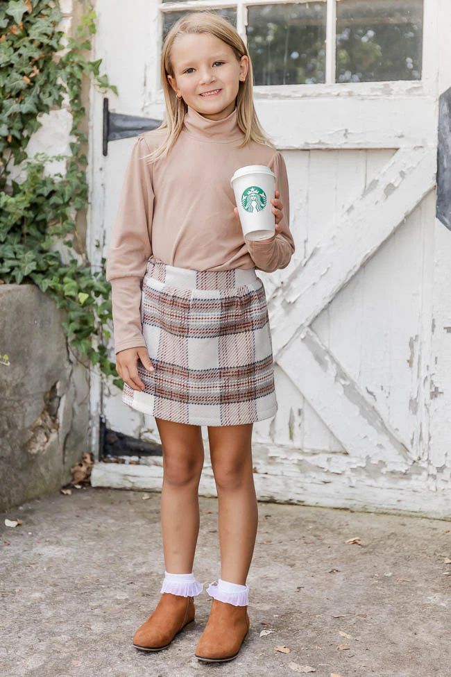 Wasting Minutes Kids Woven Plaid Skirt | Pink Lily