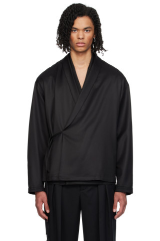 Black Wrap Tie Shirt | SSENSE