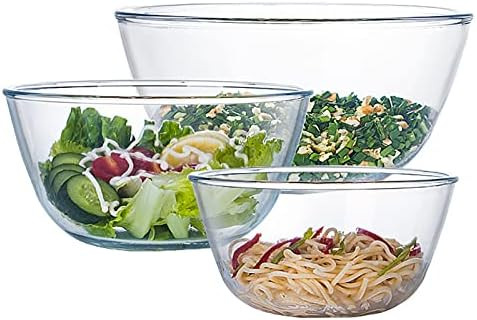 Glass Mixing Bowl Set of 3 for Kitchen, Baking, Prepping, Serving, Cooking 1.1QT, 2.5QT, 4.2QT La... | Amazon (US)