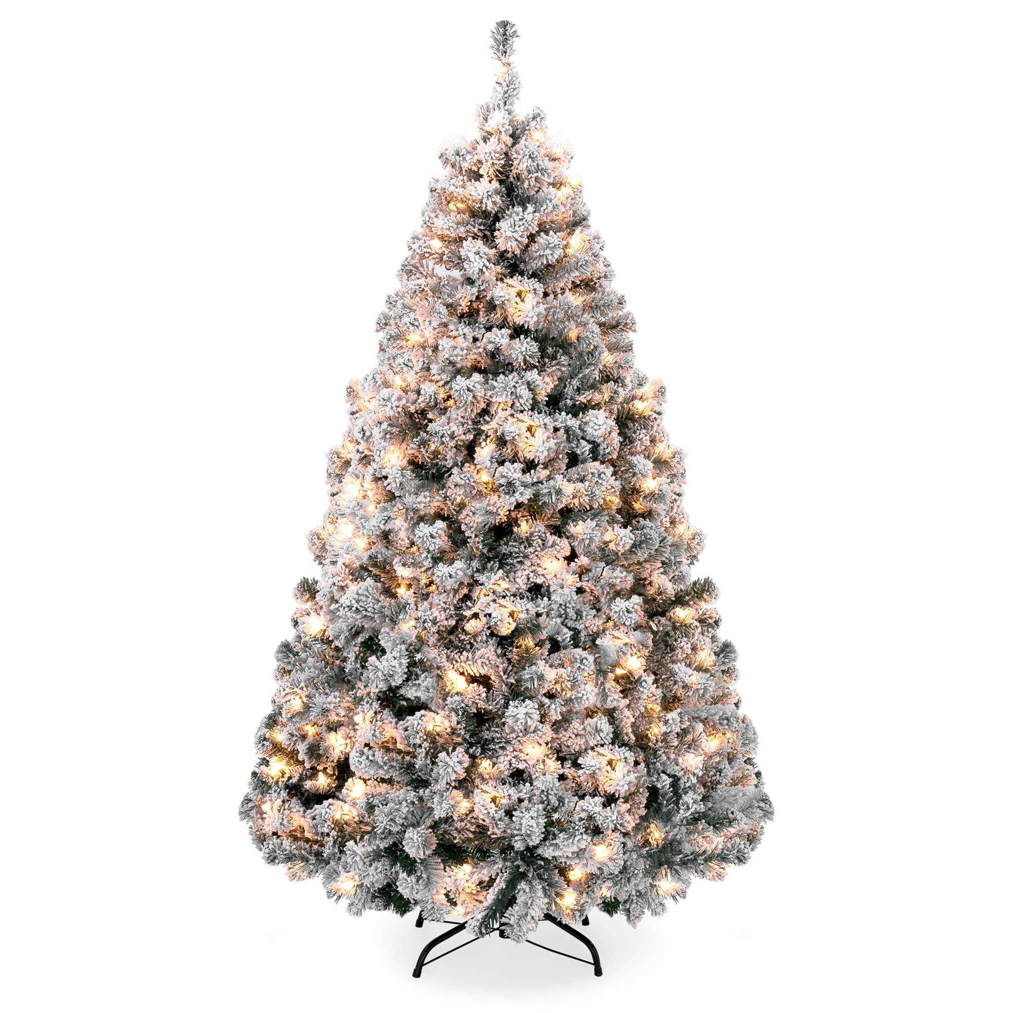 Best Choice Products 6ft Pre-Lit Snow Flocked Artificial Christmas Pine Tree Holiday Decor w/ 250... | Walmart (US)