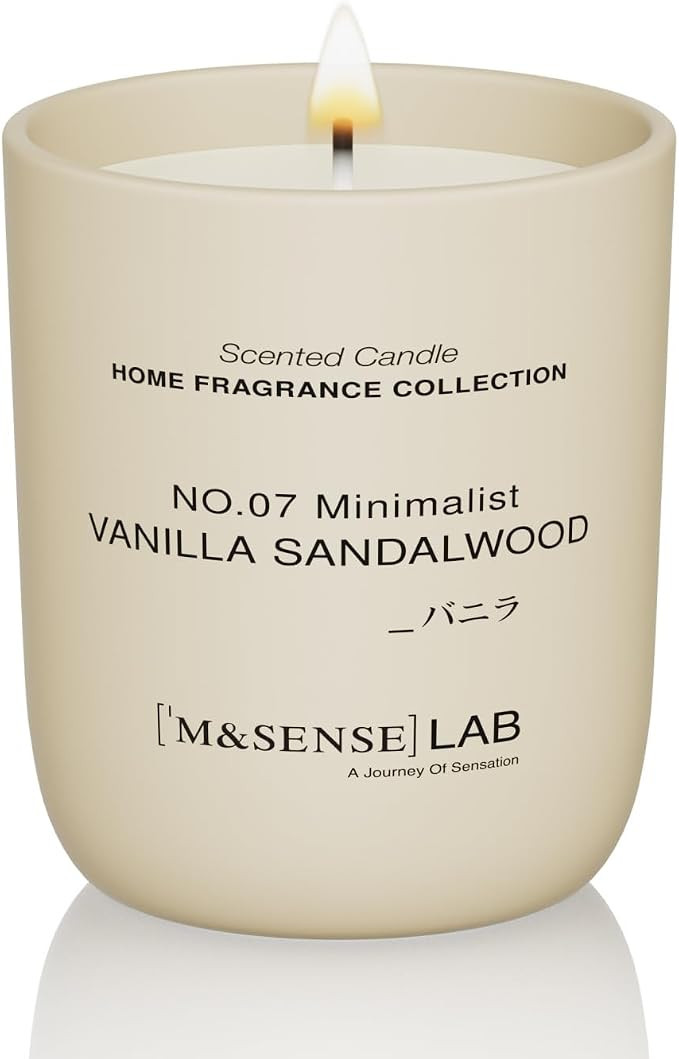 M&SENSE Natural Soy Candle| Vanilla Sandalwood | 5.3 oz | Mini Spring Scented Candles for Relaxat... | Amazon (US)