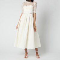 Self-Portrait Women's Ivory Taffeta Dot Mesh Midi Dress - Ivory - UK 12 | Coggles (Global)