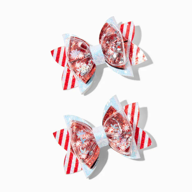 Candy Cane Striped Hair Bow Clips - 2 Pack | Claire's (UK)