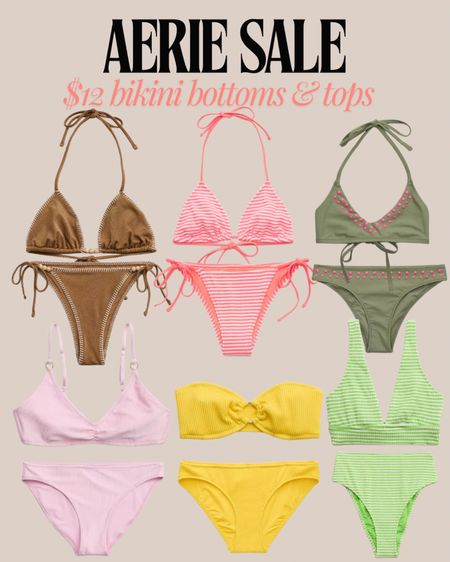 Aerie bikini tops & bottoms are on sale for $12!!!  

#LTKFindsUnder50 #LTKSaleAlert #LTKFindsUnder100