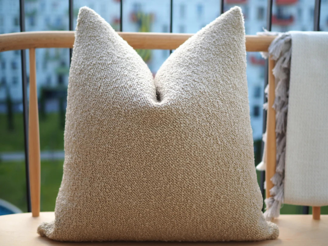 Beige Super Soft Boucle Pillow Cover Puffy Boucle Pillow - Etsy | Etsy (US)