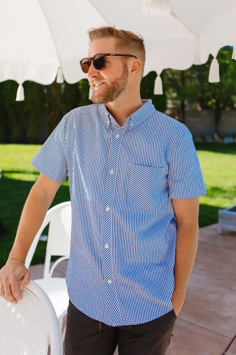 Mens James Shirt in Blue Gingham | Ivy City Co